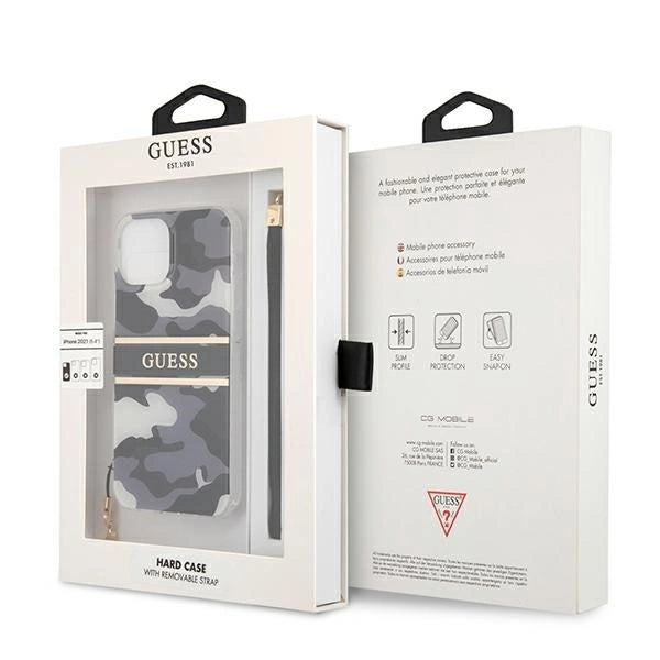 Guess GUHCP13SKCABBK iPhone 13 mini 5.4" black/black hardcase Camo Strap Collection_7