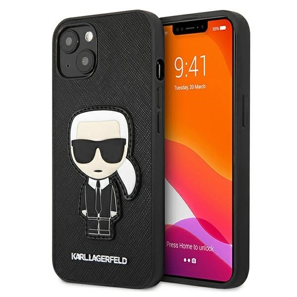 Karl Lagerfeld KLHCP13SOKPK iPhone 13 mini 5,4" czarny/black hardcase Saffiano Ikonik Karl`s Patch_0
