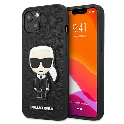 Karl Lagerfeld KLHCP13SOKPK iPhone 13 mini 5,4" czarny/black hardcase Saffiano Ikonik Karl`s Patch_0