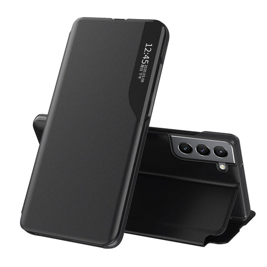 Eco Leather View Case elegant case with a flip cover and stand function for Samsung Galaxy S22 + (S22 Plus) black_0