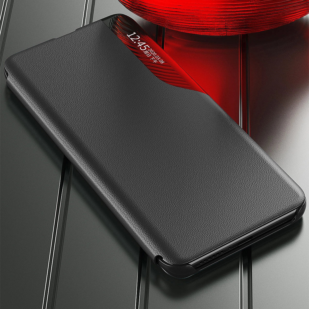 Eco Leather View Case elegant case with a flip cover and stand function for Samsung Galaxy S22 + (S22 Plus) black_10
