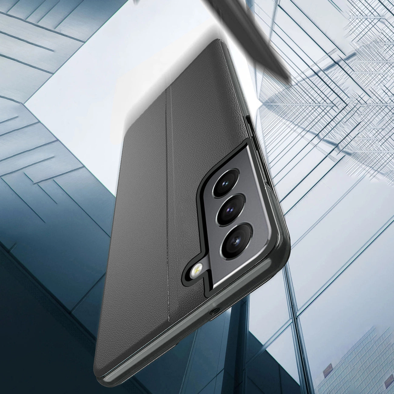Eco Leather View Case elegant case with a flip cover and stand function for Samsung Galaxy S22 + (S22 Plus) black_6