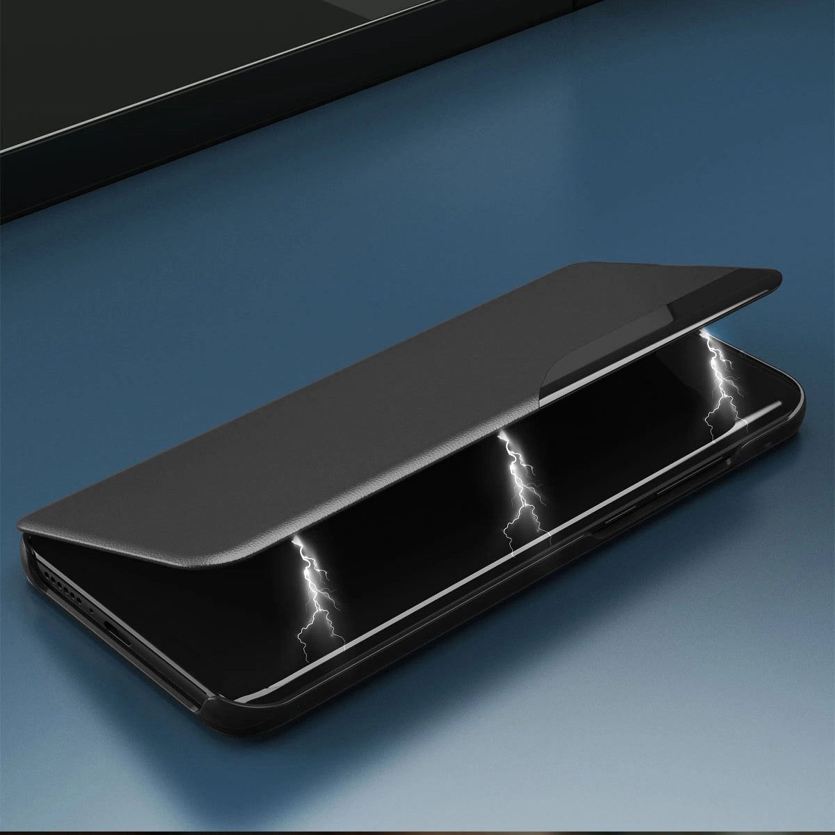 Eco Leather View Case elegant case with a flip cover and stand function for Samsung Galaxy S22 + (S22 Plus) black_7
