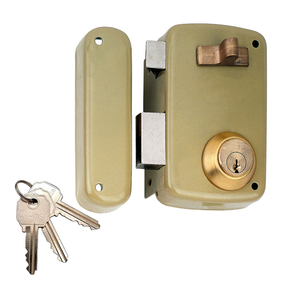 Fechadura de sobreposiÃ§Ã£o com cilindro 5056a entrada 70mm, Ã  esquerda 95056ahe70i lince_0