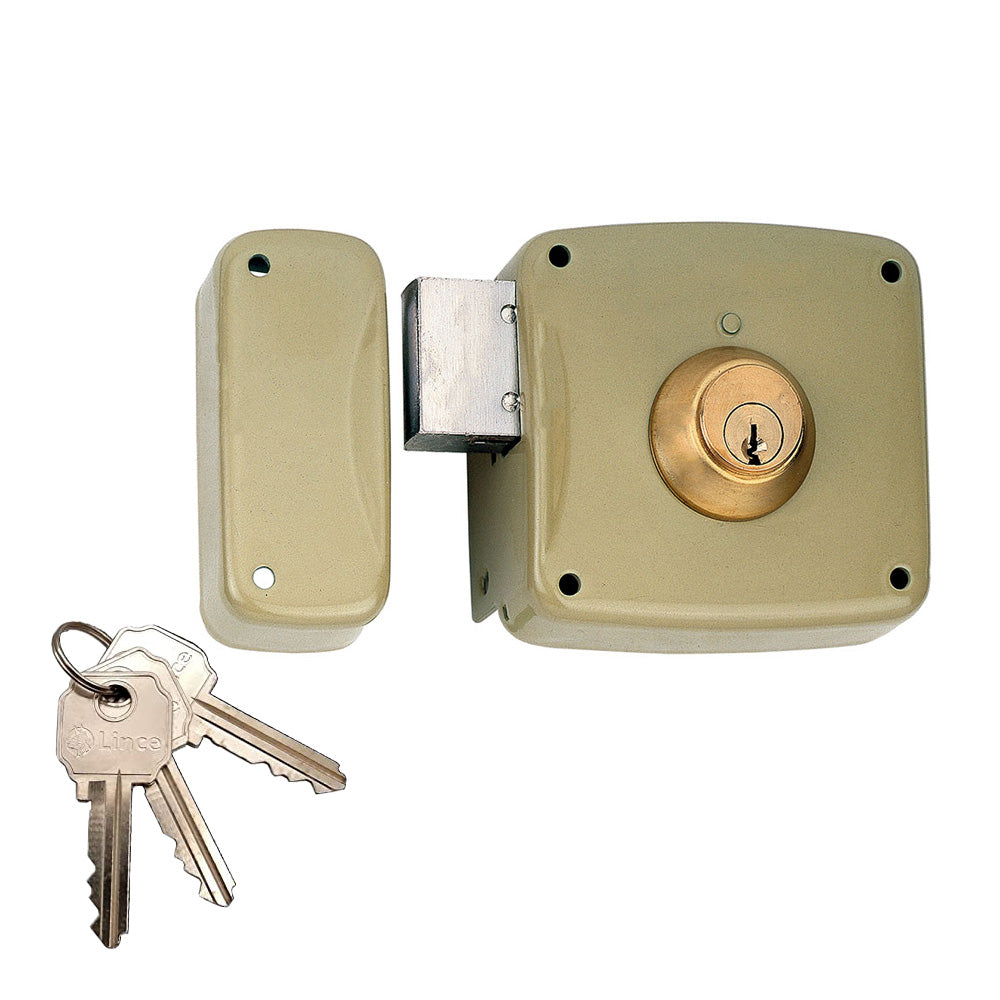 Fechadura de sobreposiÃ§Ã£o com cilindro 5124a entrada 80mm, Ã  esquerda 95124ahe08i lince_0