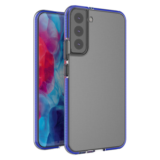 Spring Case Cover Gel Cover with Color Frame for Samsung Galaxy S22 + (S22 Plus) Dark Blue_0