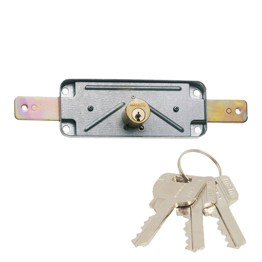 Fechadura de sobreposiÃ§Ã£o para portas metÃ¡licas com estores ou basculantes com cilindro serreta com 3 chaves. 1511v mcm_0