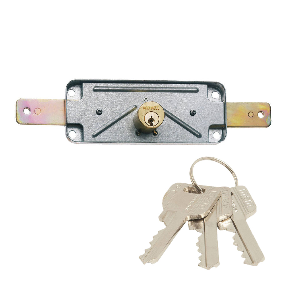 Fechadura de sobreposiÃ§Ã£o para portas metÃ¡licas com duplo cilindro serreta com 3 chaves. 1511av mcm_0