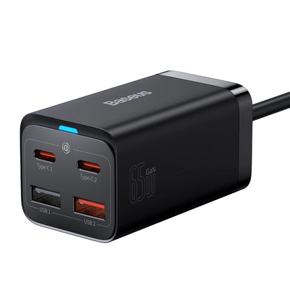 Baseus GaN3 Pro fast charger GaN 2 x USB Type C / 2 x USB 65W PD, QC4.0+, AFC, PPS + cable USB Type C - USB Type C 1m black (CCGP040101)_2