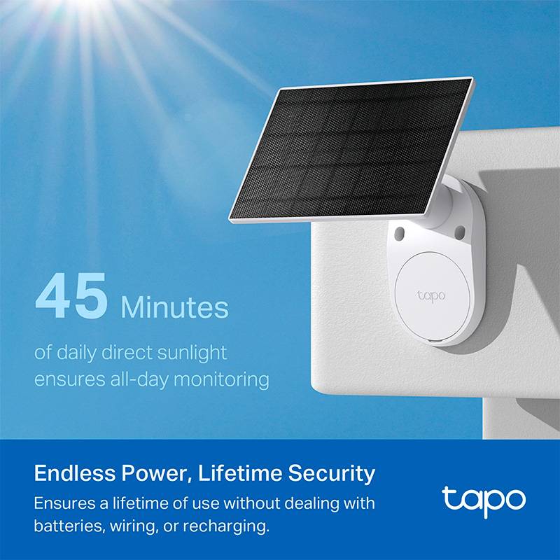 Câmara de Segurança TP-Link Tapo TC82 2K 3MP Outdoor IP65 Security Wi-Fi com Bateria + Painel Solar Tapo A201