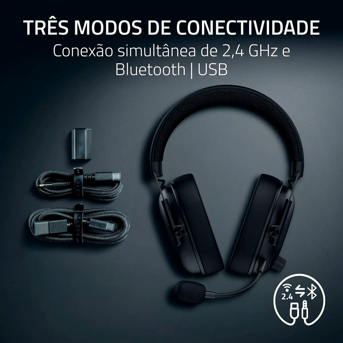 Headset Gaming Razer BlackShark V3 Wireless Bluetooth Preto