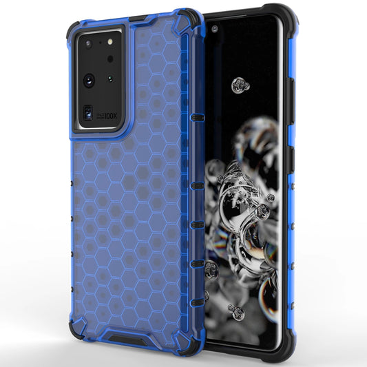 Honeycomb case armored cover with a gel frame for Samsung Galaxy S22 Ultra blue_0