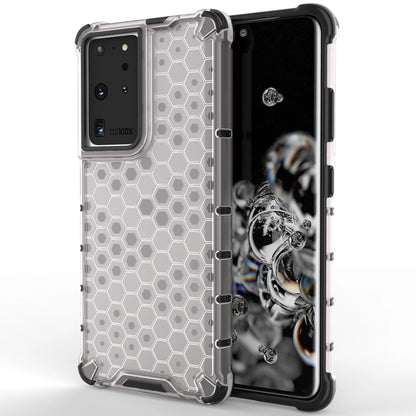 Honeycomb case armored cover with a gel frame for Samsung Galaxy S22 Ultra transparent_0