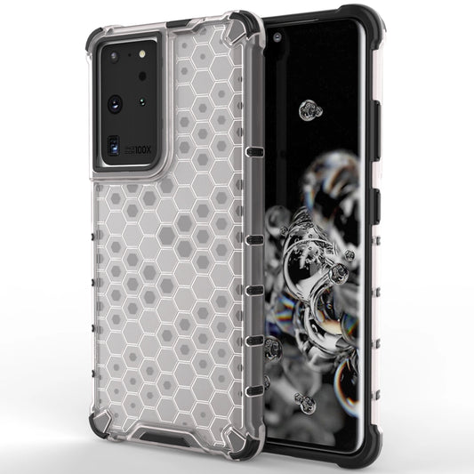Honeycomb case armored cover with a gel frame for Samsung Galaxy S22 Ultra transparent_0