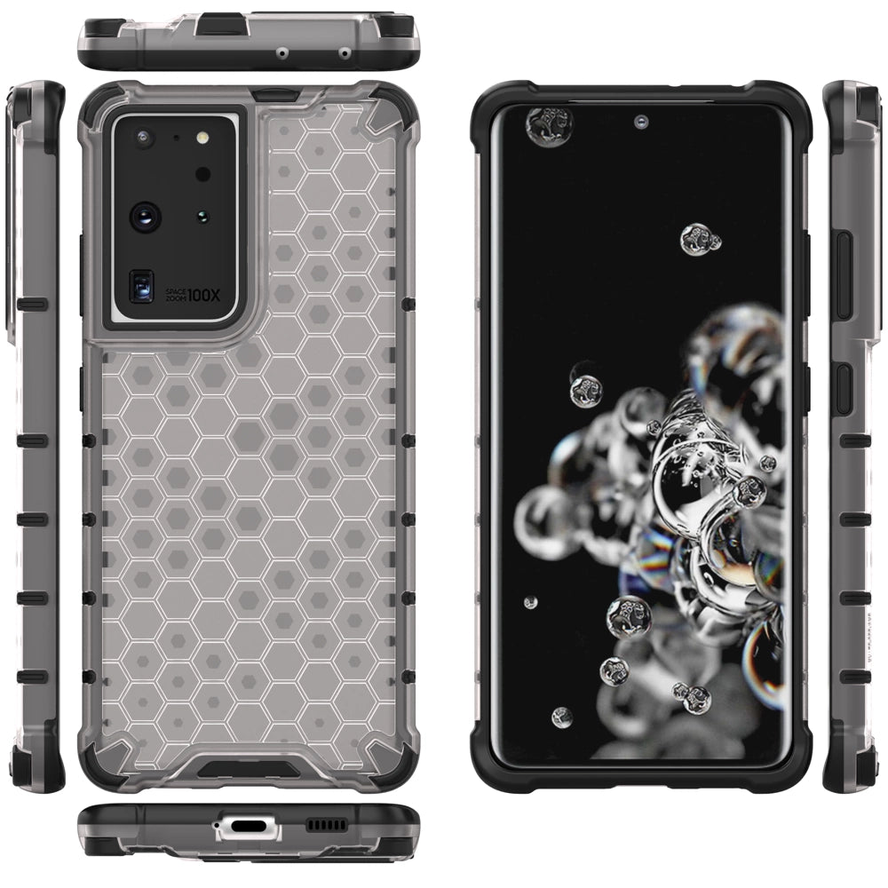 Honeycomb case armored cover with a gel frame for Samsung Galaxy S22 Ultra transparent_11