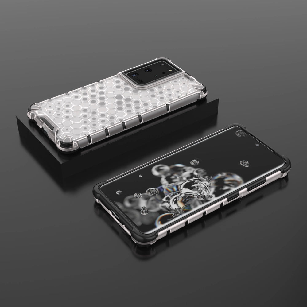 Honeycomb case armored cover with a gel frame for Samsung Galaxy S22 Ultra transparent_12