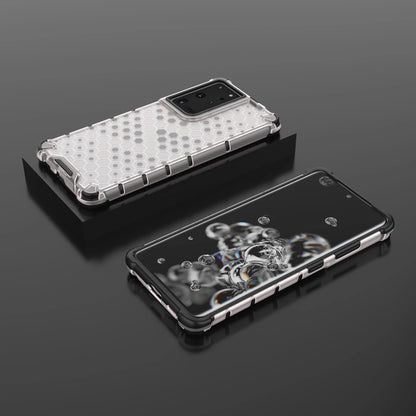 Honeycomb case armored cover with a gel frame for Samsung Galaxy S22 Ultra transparent_12