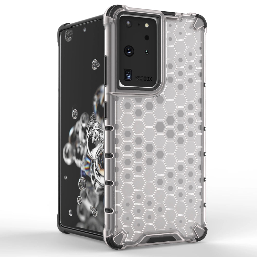 Honeycomb case armored cover with a gel frame for Samsung Galaxy S22 Ultra transparent_1
