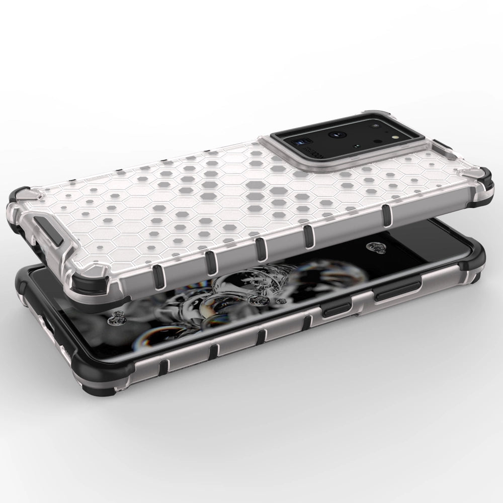 Honeycomb case armored cover with a gel frame for Samsung Galaxy S22 Ultra transparent_2