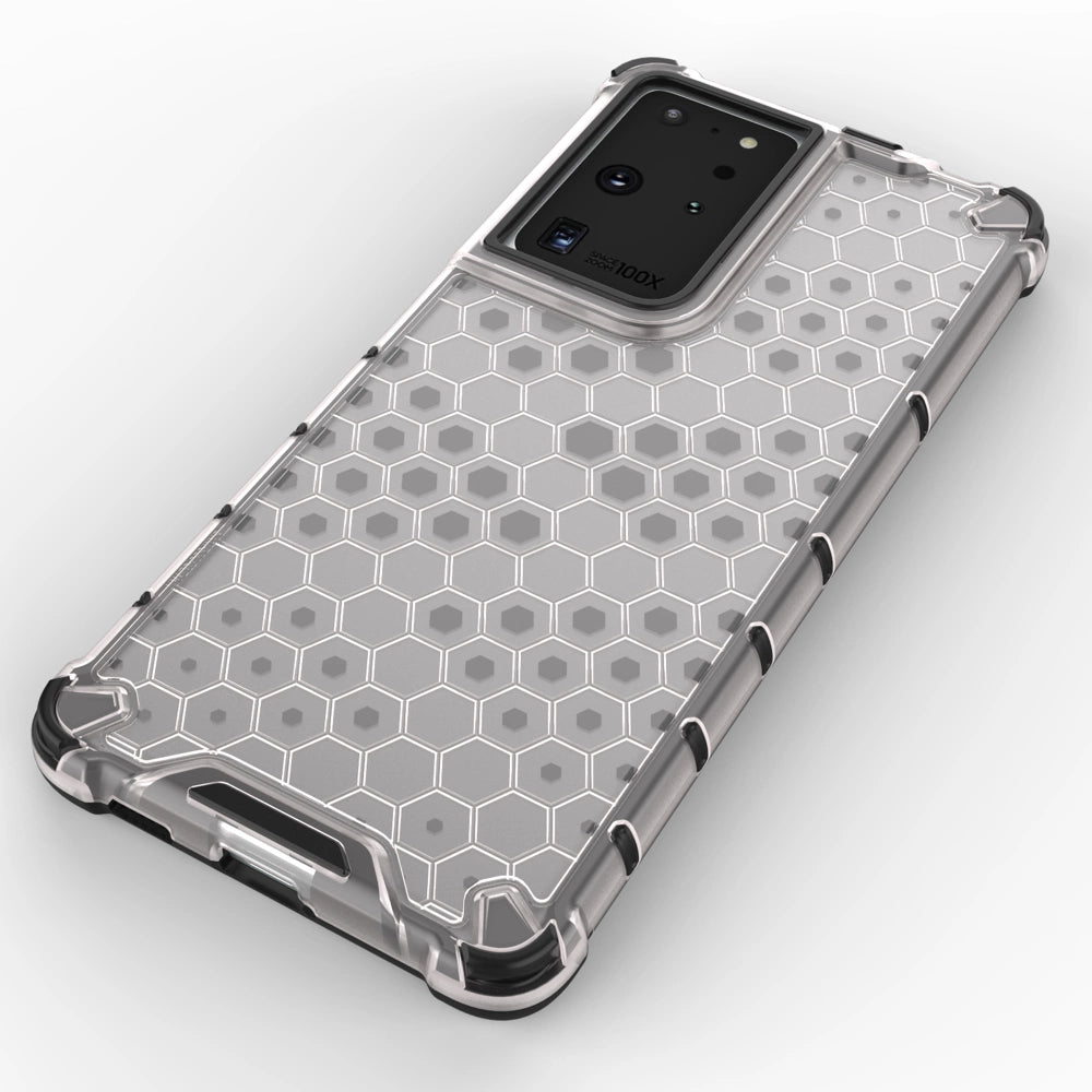 Honeycomb case armored cover with a gel frame for Samsung Galaxy S22 Ultra transparent_3