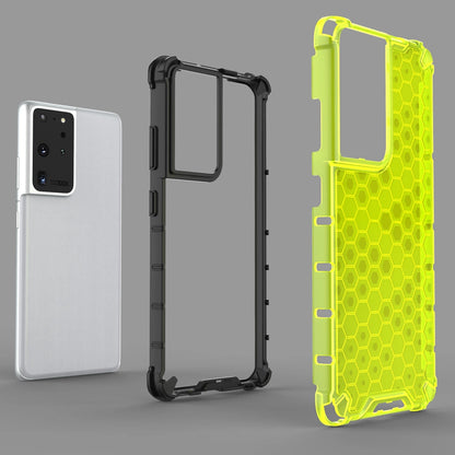 Honeycomb case armored cover with a gel frame for Samsung Galaxy S22 Ultra transparent_4