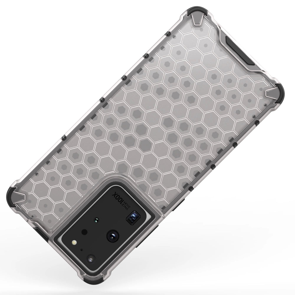 Honeycomb case armored cover with a gel frame for Samsung Galaxy S22 Ultra transparent_5