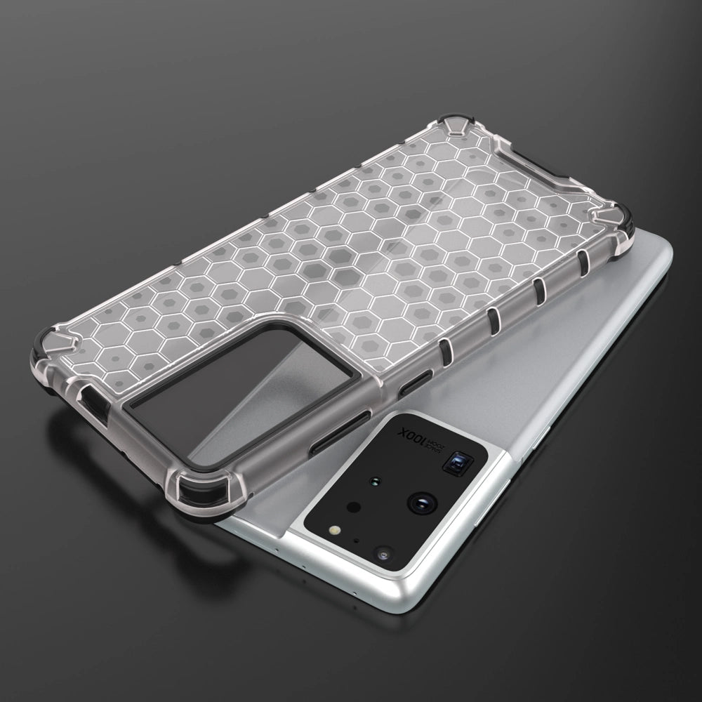 Honeycomb case armored cover with a gel frame for Samsung Galaxy S22 Ultra transparent_7