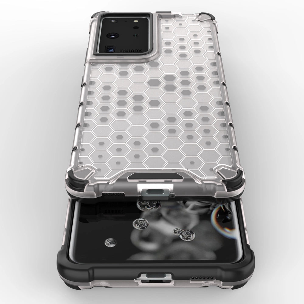 Honeycomb case armored cover with a gel frame for Samsung Galaxy S22 Ultra transparent_8