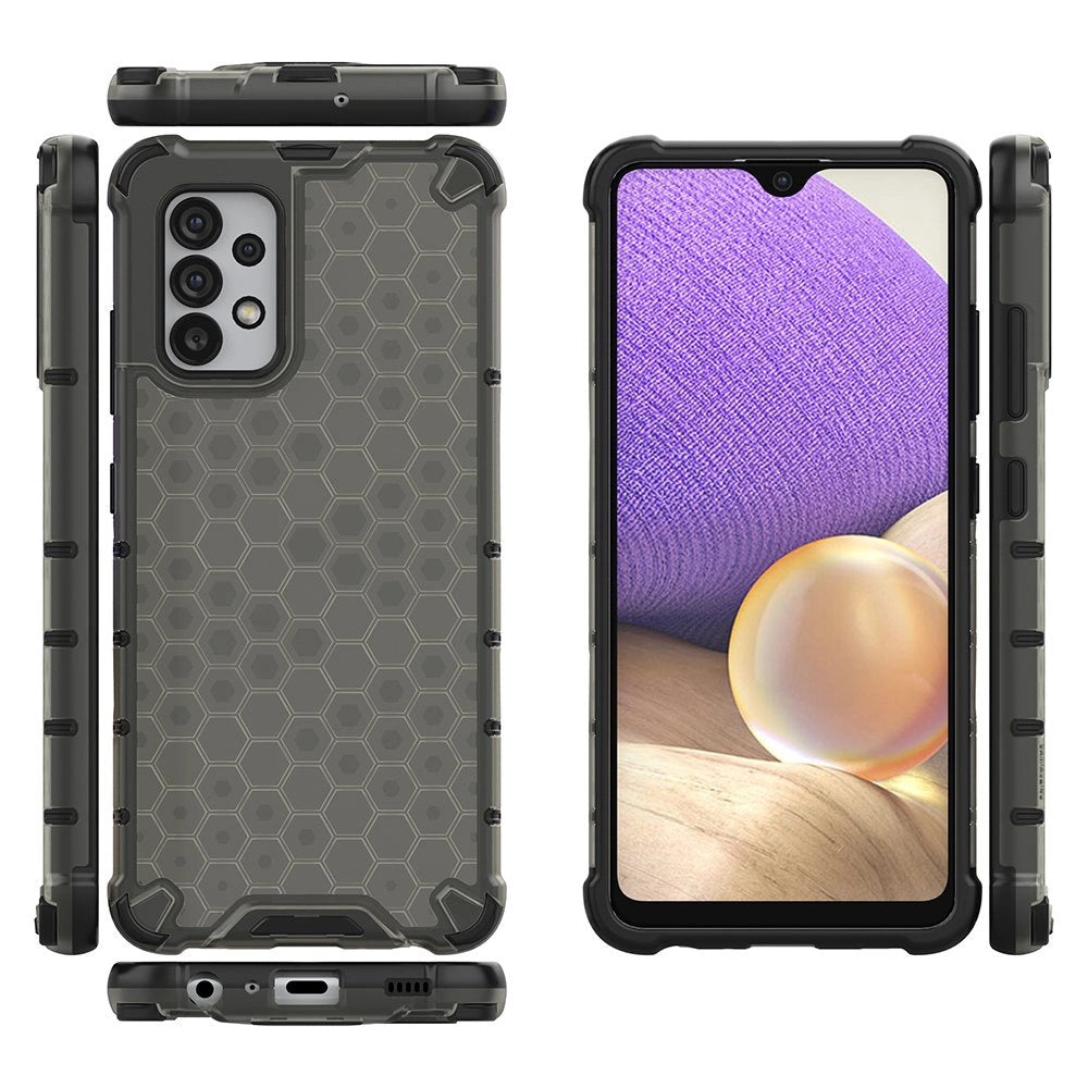 Honeycomb case armored cover with a gel frame for Samsung Galaxy A03s (166.5) black_1