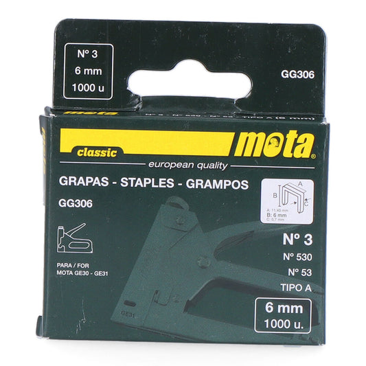 Agrafos nÂº 3 de 6mm 1000 unid. gg306 mota_0