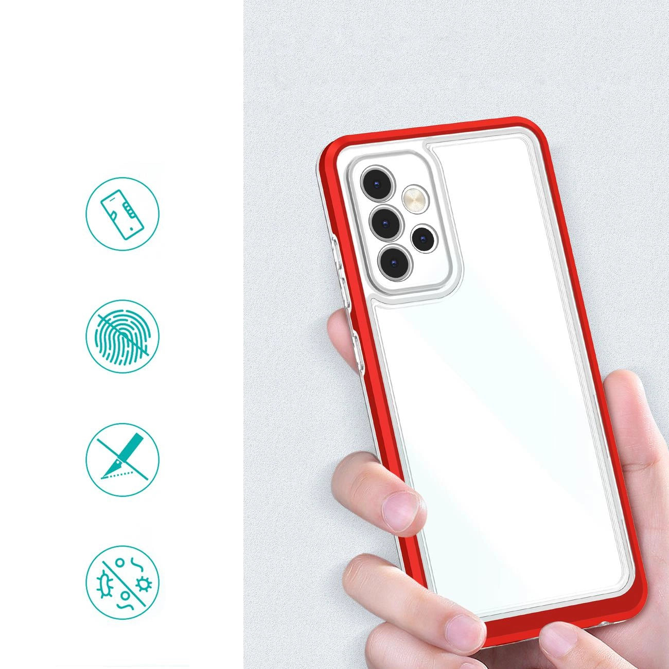Clear 3in1 Case for Samsung Galaxy A33 5G Frame Gel Cover Red_1