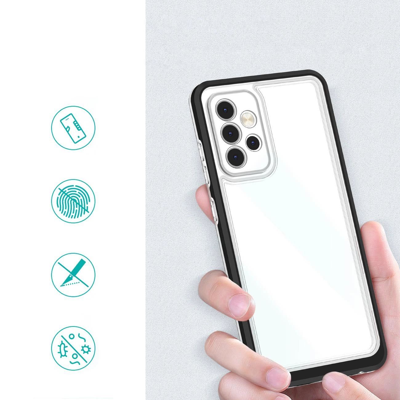 Clear 3in1 Case for Samsung Galaxy A73 Frame Cover Gel Black_1