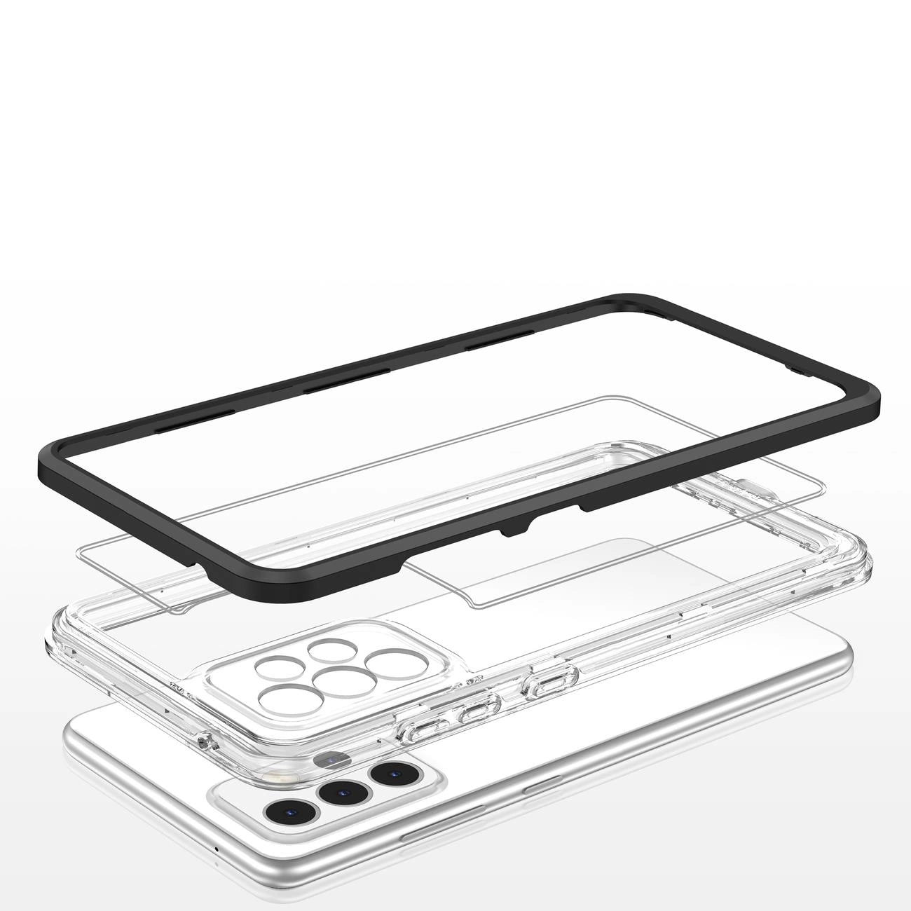 Clear 3in1 Case for Samsung Galaxy A73 Frame Cover Gel Black_4