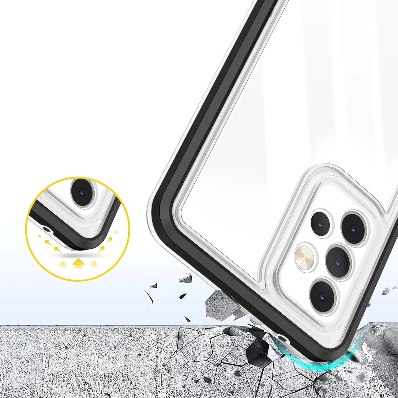 Clear 3in1 Case for Samsung Galaxy A73 Frame Cover Gel Black_5