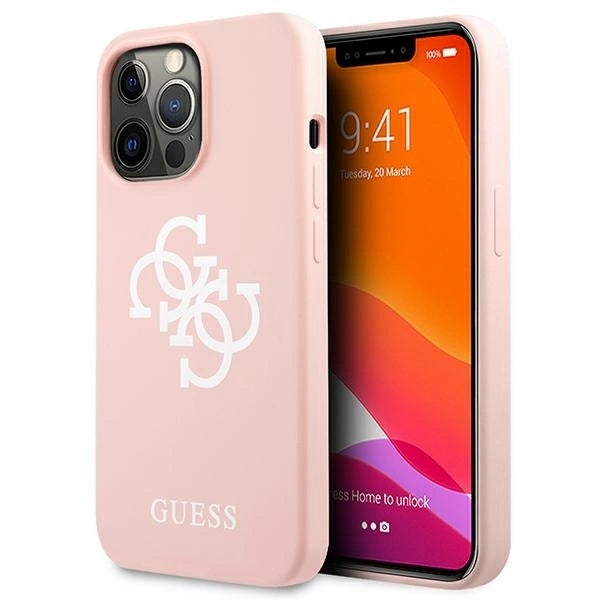 Guess GUHCP13LLS4GWPI iPhone 13 Pro / 13 6.1" pink/pink hard case Silicone 4G Logo_0