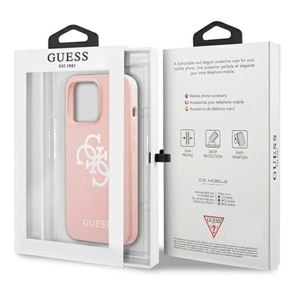 Guess GUHCP13LLS4GWPI iPhone 13 Pro / 13 6.1" pink/pink hard case Silicone 4G Logo_7