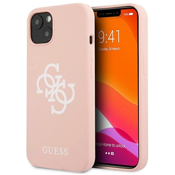 Guess GUHCP13SLS4GWPI iPhone 13 mini 5.4" pink/pink hard case Silicone 4G Logo_0