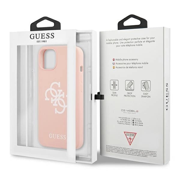 Guess GUHCP13SLS4GWPI iPhone 13 mini 5.4" pink/pink hard case Silicone 4G Logo_7