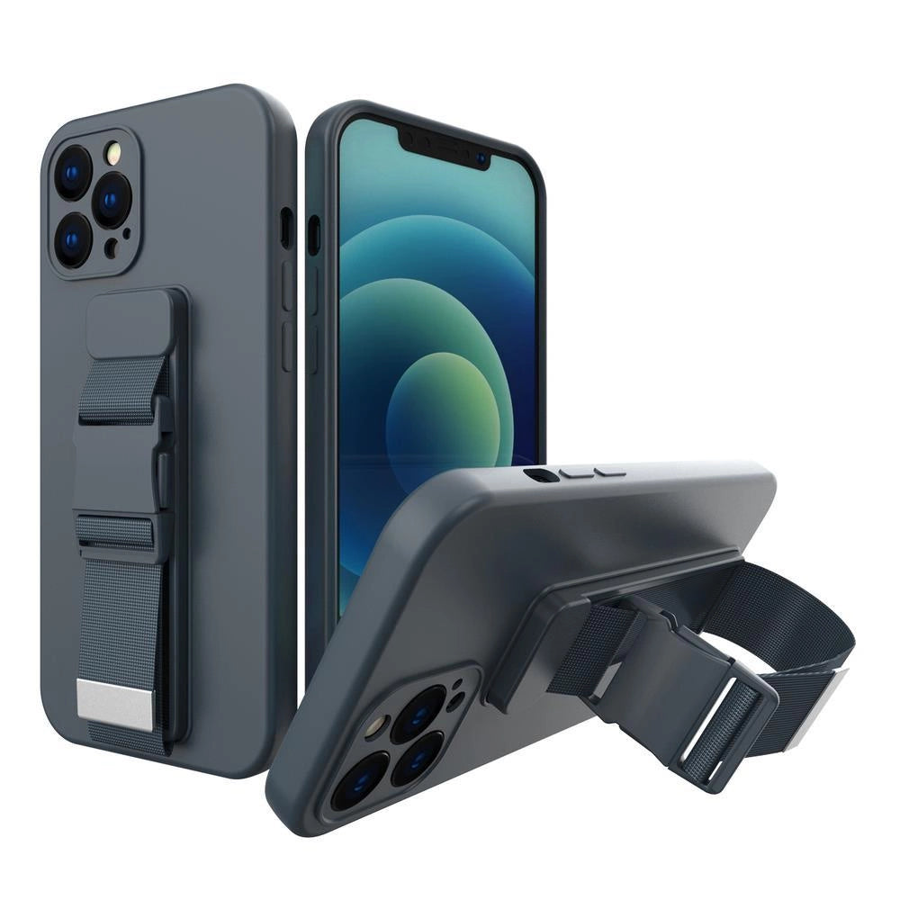 Rope Case Silicone Cover with Lanyard Purse Lanyard Strap for Xiaomi Redmi Note 11 Pro Navy Blue_0