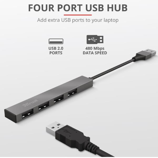 HALYX HUB MINI USB-A 2.0 A 4 PORTE USB-A 2.0 - ALLUMINIO_1