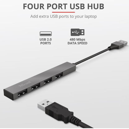 HALYX HUB MINI USB-A 2.0 A 4 PORTE USB-A 2.0 - ALLUMINIO_1