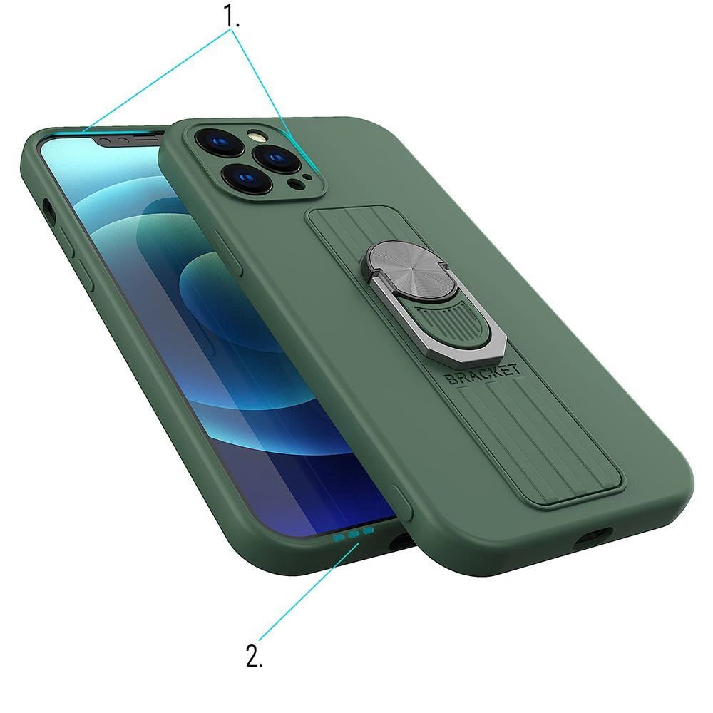 Ring Case silicone case with a finger grip and base for Samsung Galaxy S21 FE blue_2