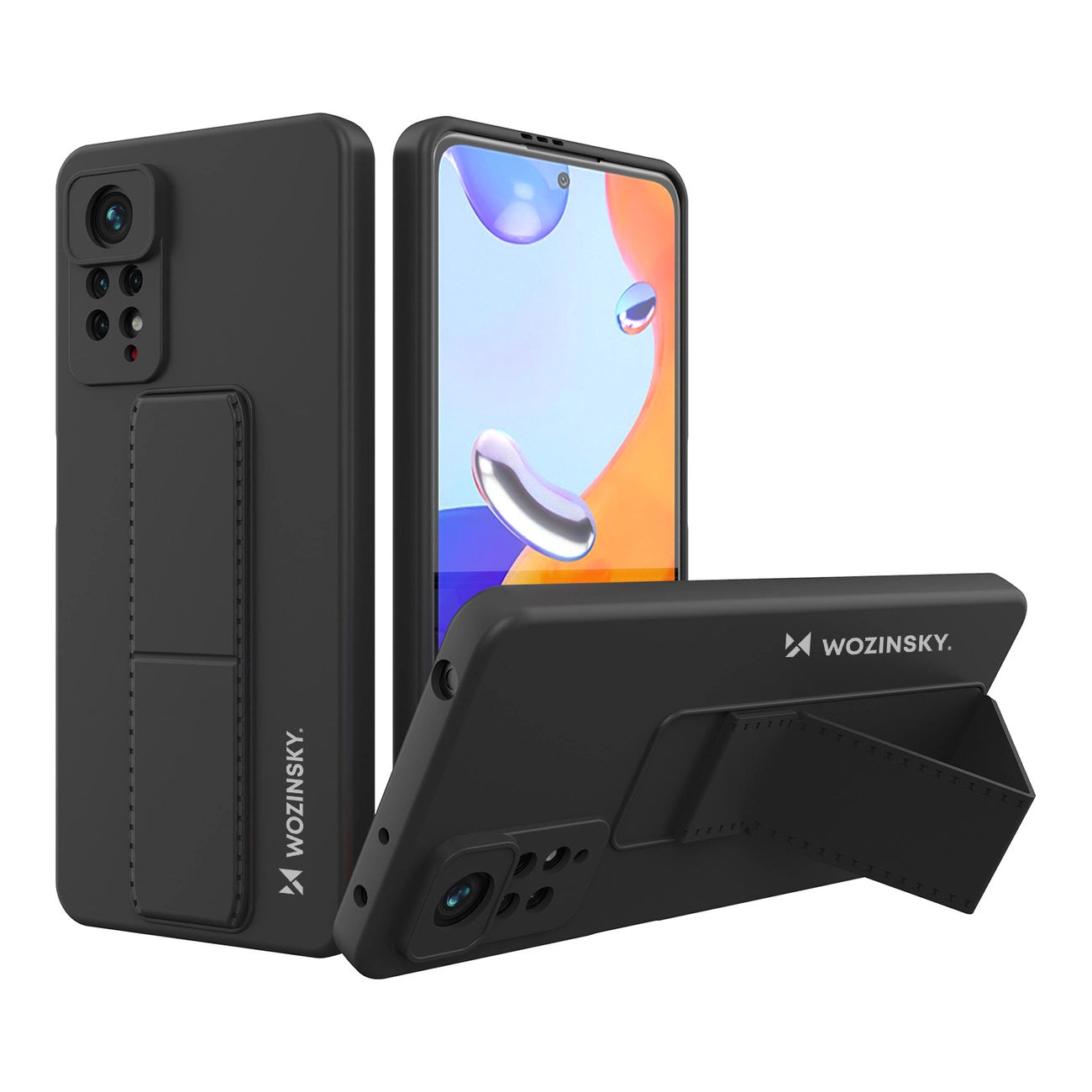 Wozinsky Kickstand Case Silicone Stand Cover for Xiaomi Redmi Note 11 Pro black_0