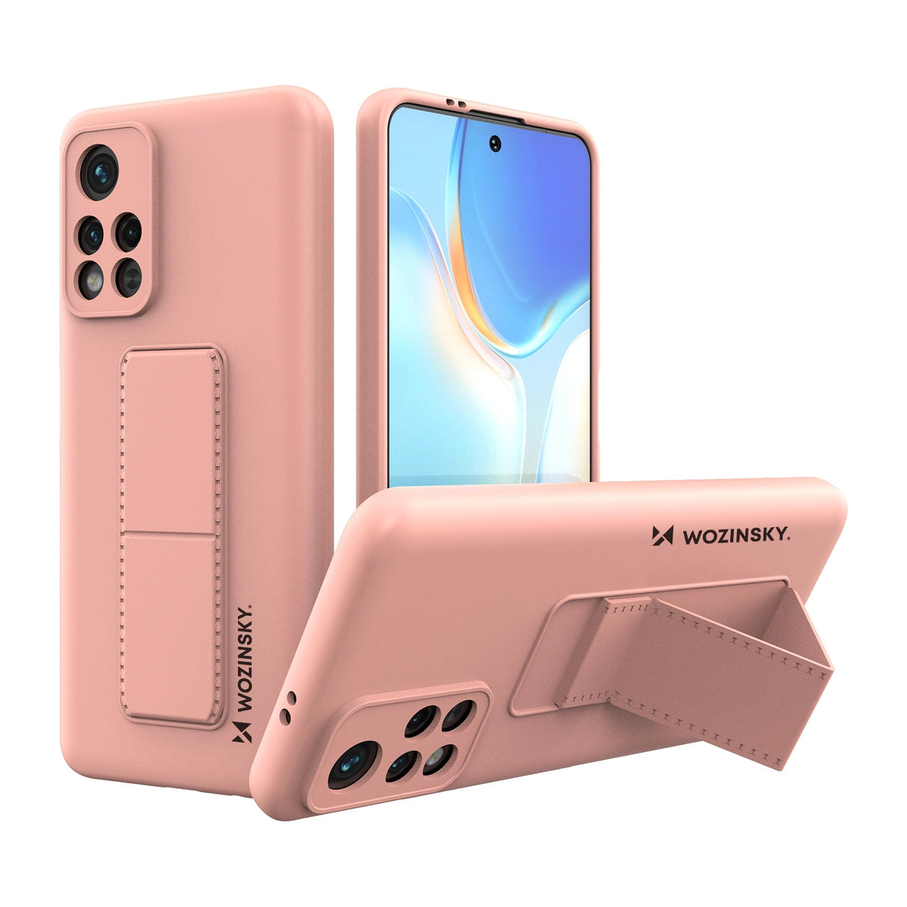 Wozinsky Kickstand Case Silicone Stand Cover Xiaomi Poco M4 Pro 5G Pink_0
