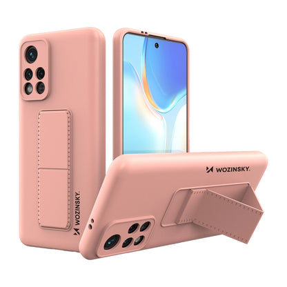 Wozinsky Kickstand Case Silicone Stand Cover Xiaomi Poco M4 Pro 5G Pink_0