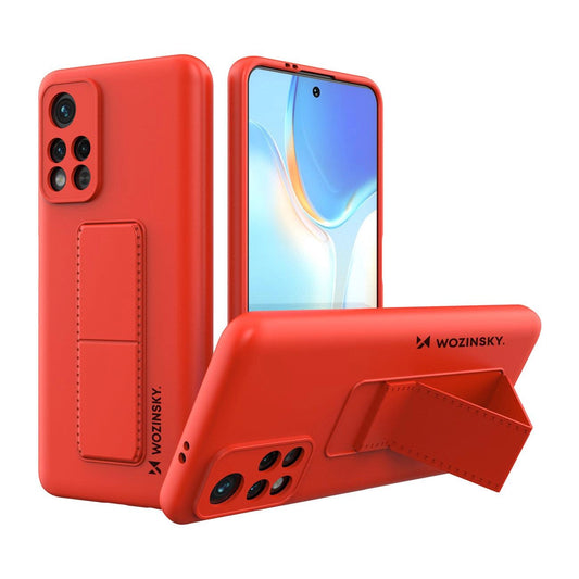 Wozinsky Kickstand Case Silicone Stand Cover for Xiaomi Redmi 10 Red_0