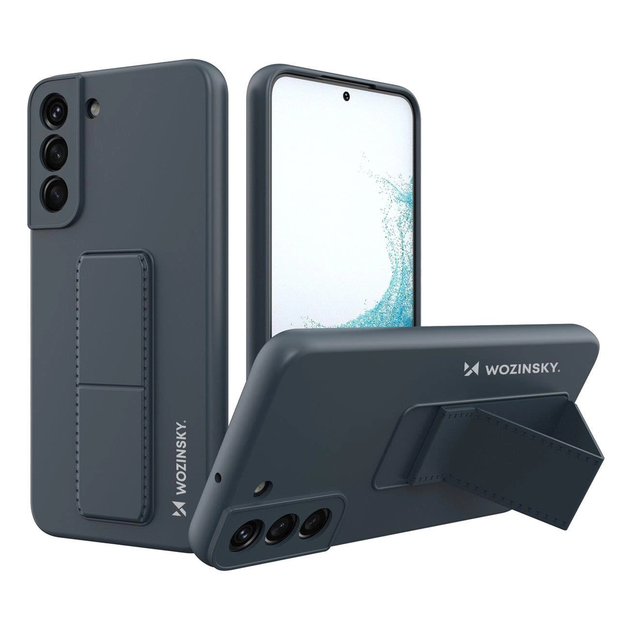 Wozinsky Kickstand Case silicone stand cover for Samsung Galaxy S22 + navy blue_0