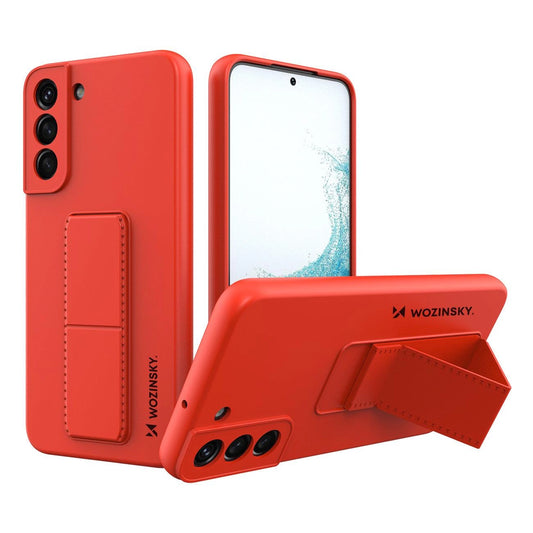 Wozinsky Kickstand Case silicone stand cover for Samsung Galaxy S22 + red_0