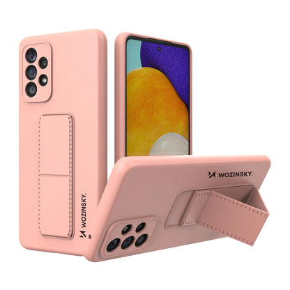 Wozinsky Kickstand Case Silicone Stand Cover for Samsung Galaxy A73 Pink_0