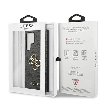 Guess GUHCS22L4GMGGR S908 S22 Ultra szary/grey hardcase 4G Big Metal Logo_7